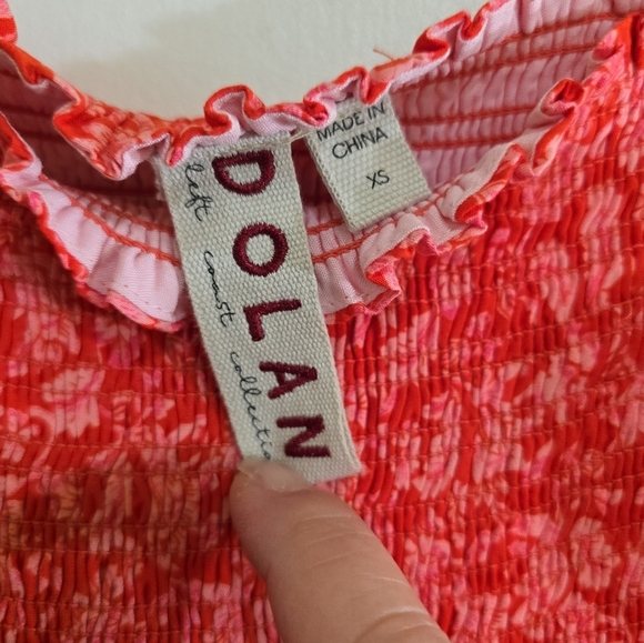 Anthropologie Dolan Smocked Red Motif Maxi Dress XS Pink Floral Long Sleeves - Picture 5 of 9